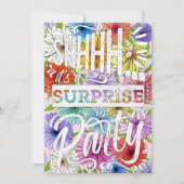 Pink Floral Watercolor Shh Surprise Birthday Party 招待状 (正面)