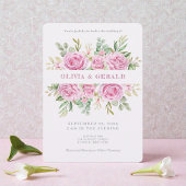 Pink Floral Watercolor Wedding Invitation  招待状