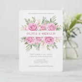 Pink Floral Watercolor Wedding Invitation  招待状 (スタンド正面)