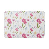 Pink Floral Watercolor Wildflower バスマット (正面)