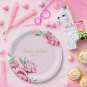 Pink Floral Wedding  ペーパープレート (パーティー)