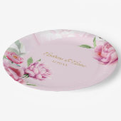 Pink Floral Wedding  ペーパープレート (アングル)