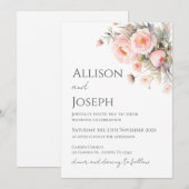 Pink Floral Wedding  招待状 (正面/裏面)