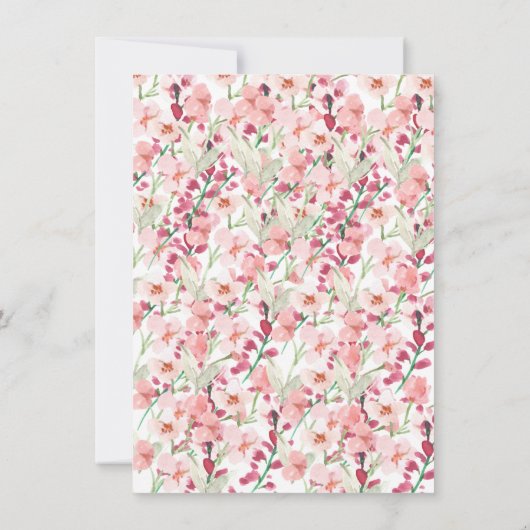 Pink Floral Wedding & Birthday Invitation 招待状 (裏面)