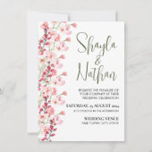 Pink Floral Wedding & Birthday Invitation 招待状 (正面)
