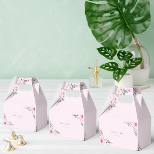 Pink floral wedding Favor boxes customizable フェイバーボックス (複数)