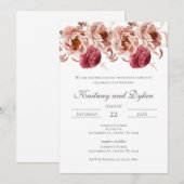 Pink Floral Wedding invitation 招待状 (正面/裏面)