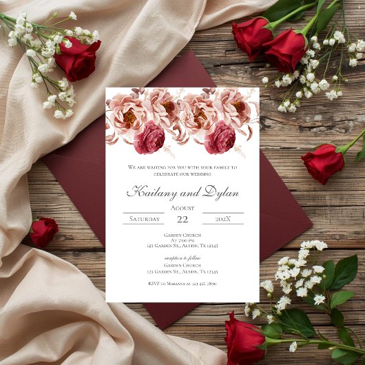 Pink Floral Wedding invitation 招待状