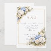 Pink floral wedding invitation 招待状 (正面/裏面)