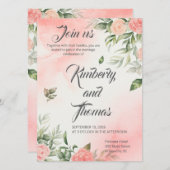 Pink Floral Wedding Invitation - Elegant セーブザデート (正面/裏面)