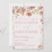 Pink Floral Wedding Invitation – Elegant Rustic 招待状 (正面)