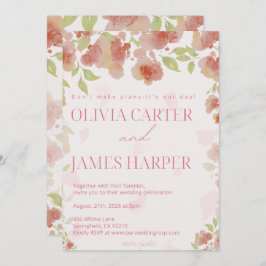 Pink Floral Wedding Invitation – Elegant Rustic 招待状