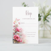 Pink Floral Wedding RSVP (スタンド正面)