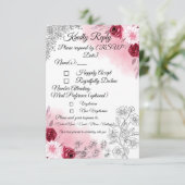Pink Floral Wedding RSVP Card | Romantic (スタンド正面)
