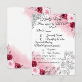 Pink Floral Wedding RSVP Card | Romantic (正面/裏面)