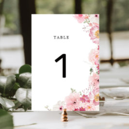 Pink Floral Wedding Table Number テーブルナンバー