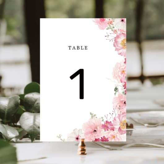 Pink Floral Wedding Table Number テーブルナンバー