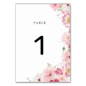 Pink Floral Wedding Table Number テーブルナンバー (正面)