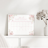 Pink Floral When Will Baby Bloom Callendar ポスター