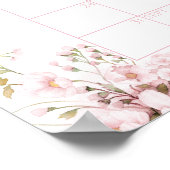 Pink Floral When Will Baby Girl Bloom Callendar ポスター (角)