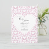 Pink Floral Whimsical Heart Baby Shower  Invitatio 招待状 (スタンド正面)