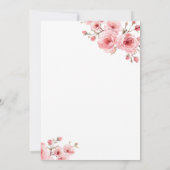 Pink Floral Wine Glass Watercolor Wedding 招待状 (裏面)