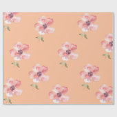 Pink Floral Wrapping Paper – Orange Pastel Pattern ラッピングペーパー (フラット)