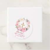 Pink floral wreath bow First Communion DIY フェイバータグ (インサイチュ)