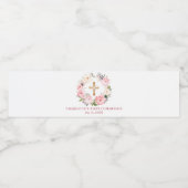Pink floral wreath First Communion ペットボトルラベル (シングルラベル)