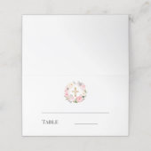 Pink floral wreath gold cross baptism プレイスカード (外部開封)