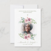 Pink Floral Wreath Photo Funeral Service Dear Ones (正面)