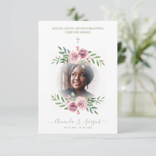 Pink Floral Wreath Photo Funeral Service Dear Ones (スタンド正面)