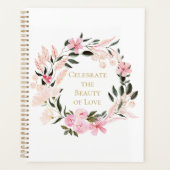 Pink Floral Wreath Spiral Notebook プランナー手帳 (正面)