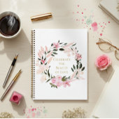 Pink Floral Wreath Spiral Notebook プランナー手帳