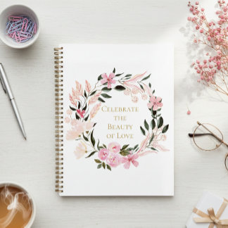 Pink Floral Wreath Spiral Notebook プランナー手帳