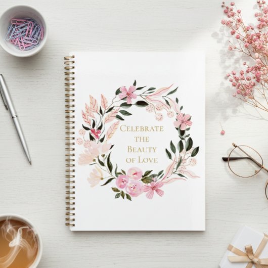 Pink Floral Wreath Spiral Notebook プランナー手帳