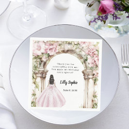 Pink florals arch dress birthday スタンダードカクテルナプキン