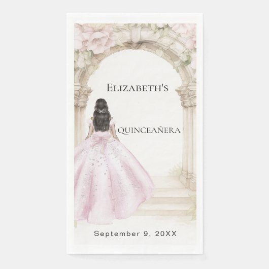 Pink florals arch dress Quinceanera (正面)