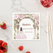 Pink florals arch dress Quinceanera スタンダードカクテルナプキン (インサイチュ)