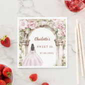 Pink florals arch dress Sweet 16 luncheon スタンダードランチョンナプキン (インサイチュ)