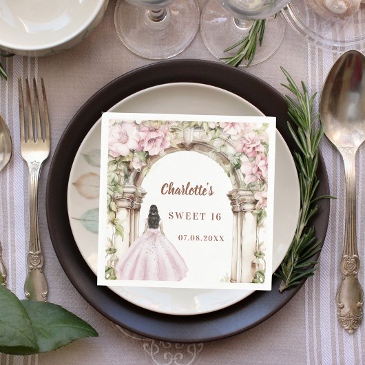 Pink florals arch dress Sweet 16 luncheon スタンダードランチョンナプキン