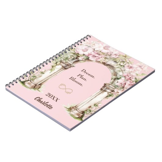 Pink florals arch inspirational quote notebook ノートブック (左側)