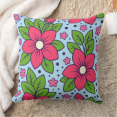 Pink Florals with Bold Petals and Green Leaves クッション (ブランケット)