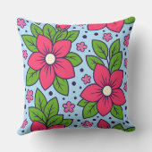 Pink Florals with Bold Petals and Green Leaves クッション (裏面)