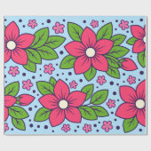 Pink Florals with Bold Petals and Green Leaves ラッピングペーパー (フラット)