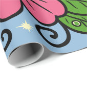 Pink Florals with Green Leaves and Curved Details ラッピングペーパー (ロールコーナー)