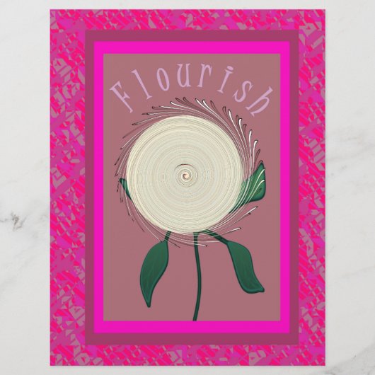 Pink Flourish Flower Bulk Scrapbook Paper Pages チラシ (正面)