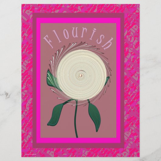 Pink Flourish Flower Scrapbook Paper 2-Sided Page (裏面)
