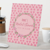 Pink Flower and Hearts Bridal Shower Pedestal Sign 台座サイン (インサイチュ)