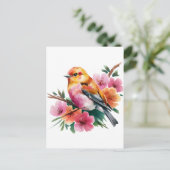 Pink Flower Bird ポストカード (スタンド正面)